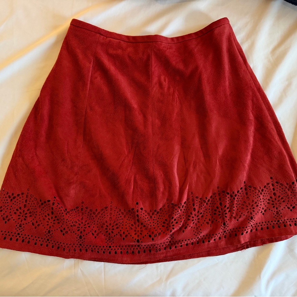 Express Copper A-Line Skirt with Laser-Cut Hem